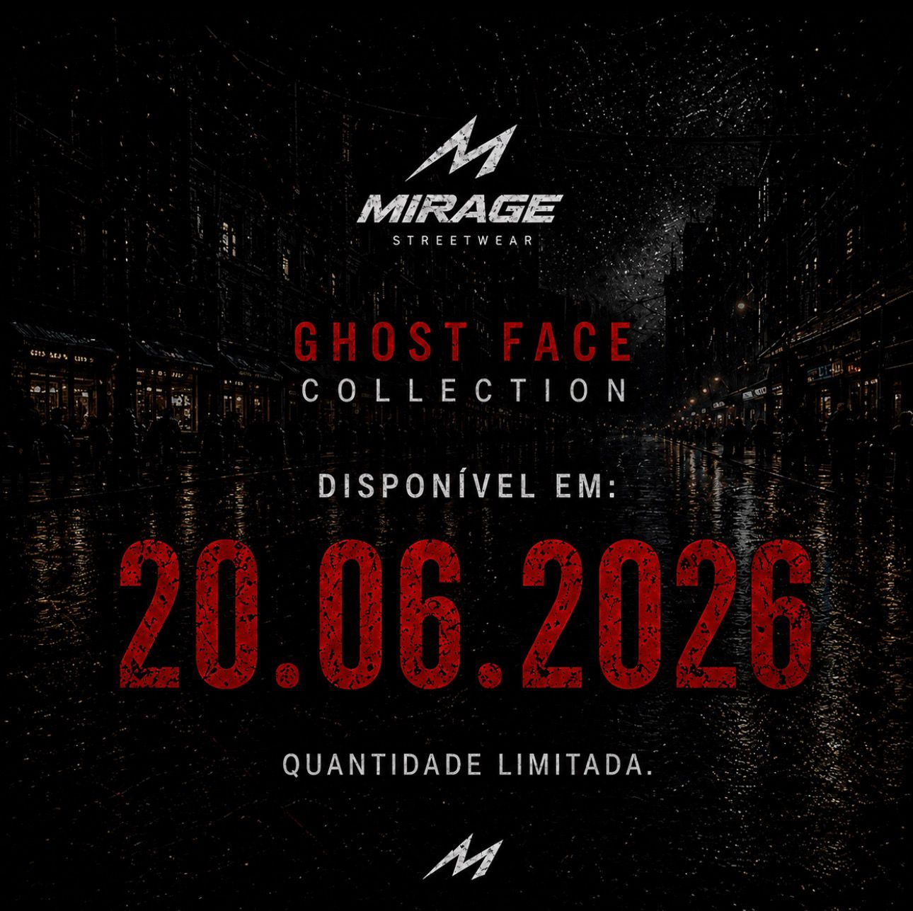 Cartaz do Ghostface Drop da MIRAGE Streetwear